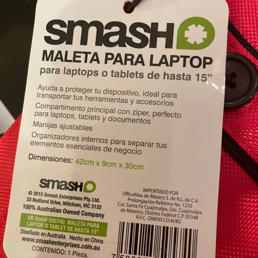 Red Smash Laptop Case 16”x3.5”x12” NWT
